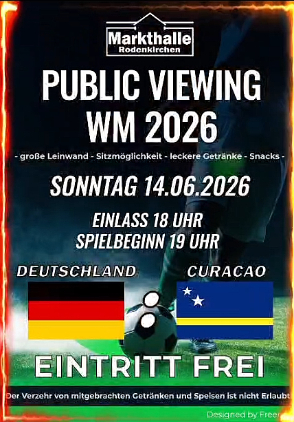 Stadland – Public Viewing in der Markthalle Rodenkirchen am 14. Juni 2026